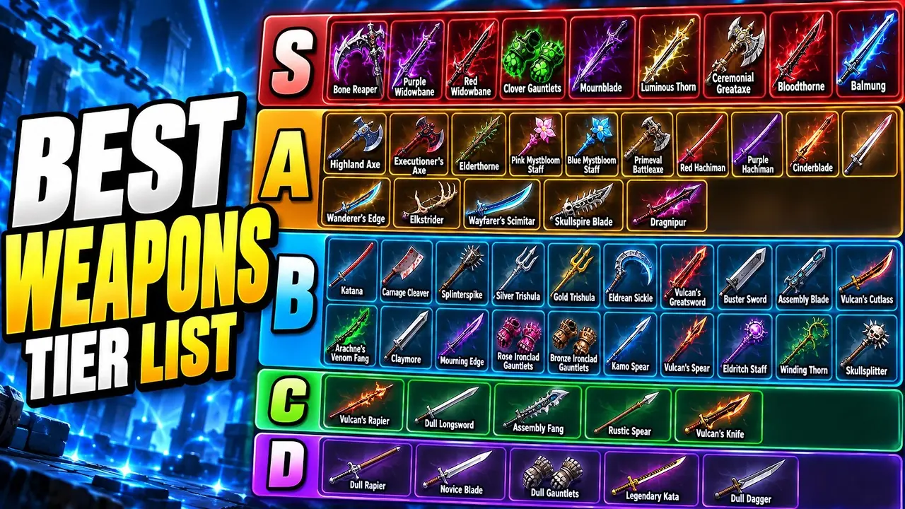 Frame from a Clover RPG weapon tier list video
